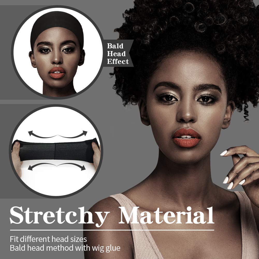 12 Pack Black Nylon Wig Caps, Stretchy Close End Stocking Wig Caps