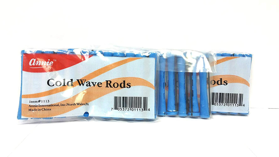 Short Cold Wave Rods with Rubber Band for Hair Curling and Perm Styling - Blue - Set of 3 Packs of 12 (36 Pieces)
