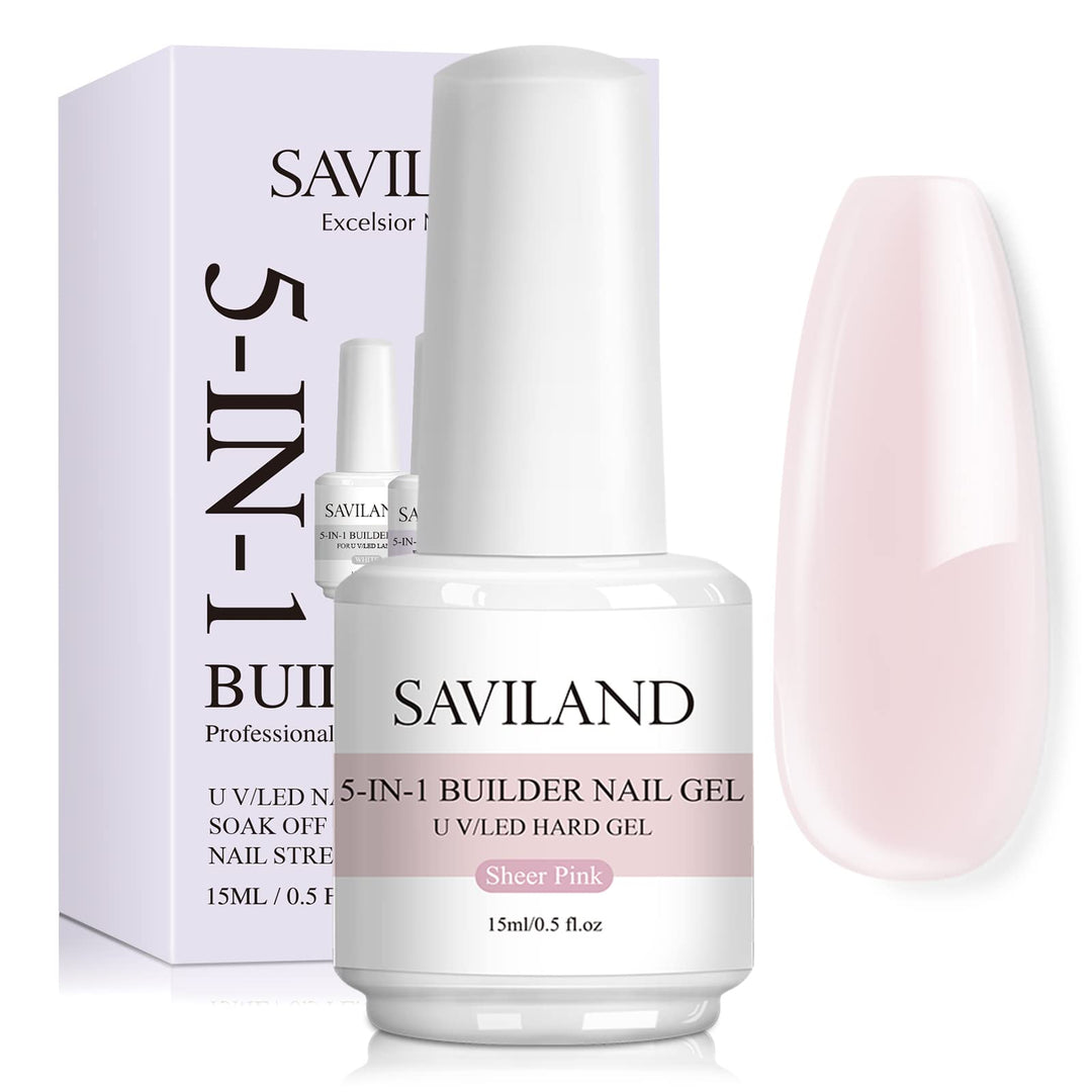5-In-1 Builder Base Strengthening Gel - 15ml Light Pink Builder Nail Gels, U V/LED Nail Polish Gel for Professional Manicure Repair, Nails Extension, Nail Strengthen