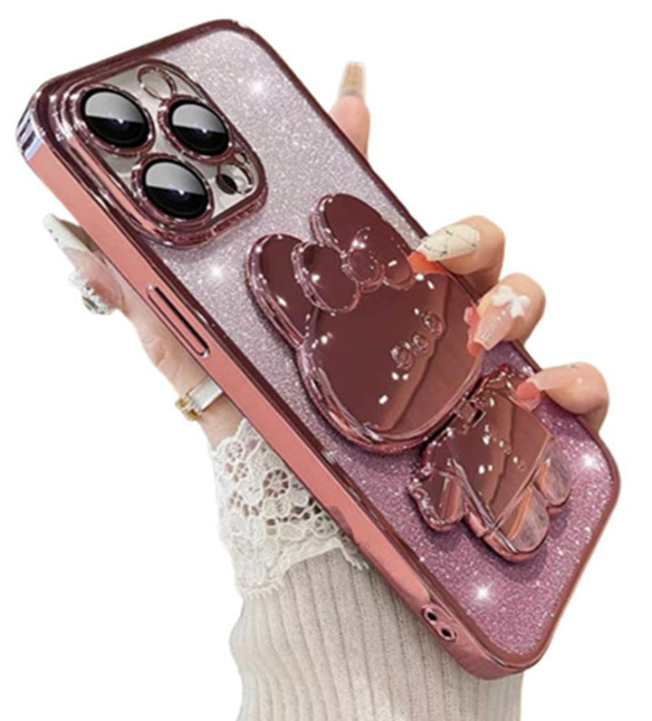 for iPhone 12 Pro Max Phone Case Cute Glitter Girly Women Flower Design,Luxury Plating Pearly Lustre Pattern,Sparkle Bling Diamond Butterfly Kickstand,Plating Hard Back Rugged Bumper Cover