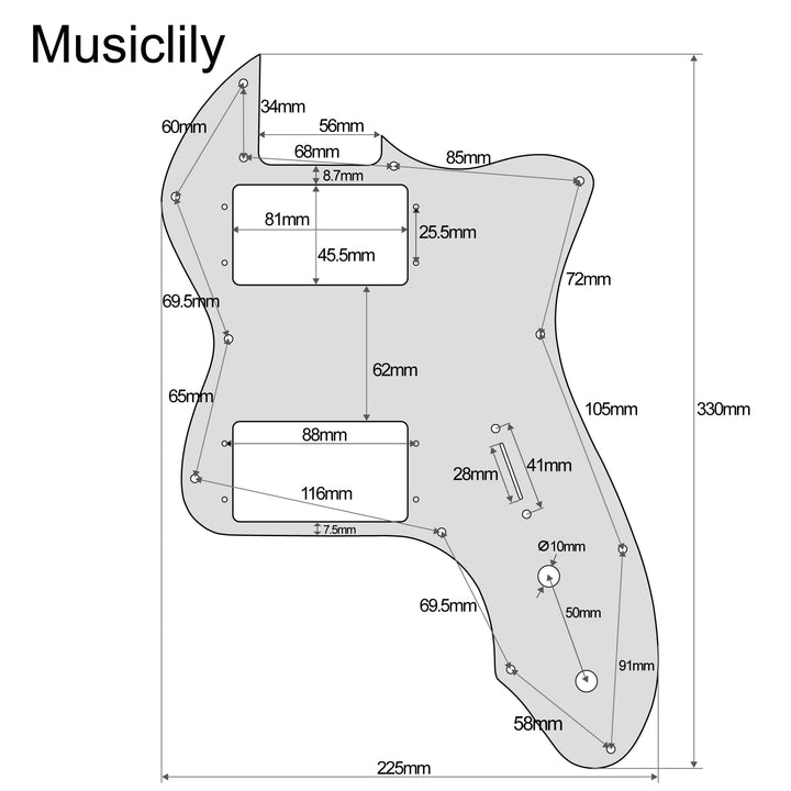 Pro 12 Holes Wide Range HH Guitar Pickguard For USA/Mexico Fender 72 Tele Thinline Style Electric Guitar, 4Ply Aged White Pearl