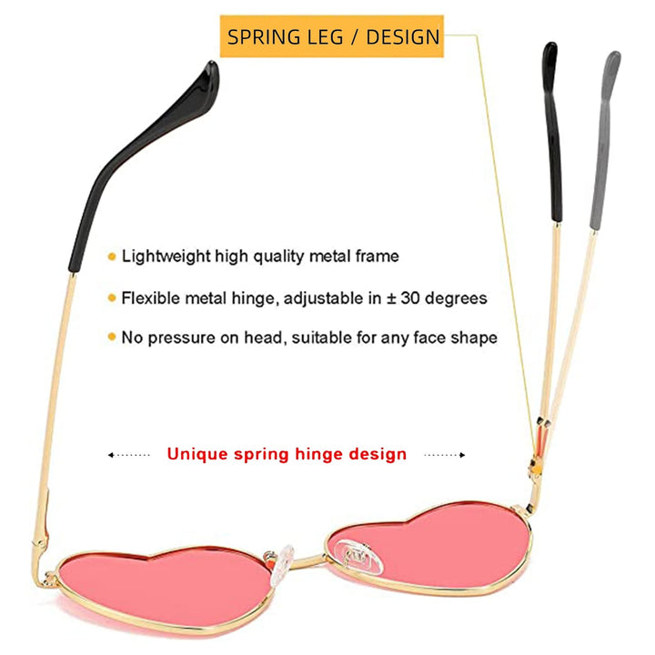 Polarized Heart Shape Sunglasses for Women Cute Metal Frame Love Glasses 100% UV Protection(A1 Gold/Pink
