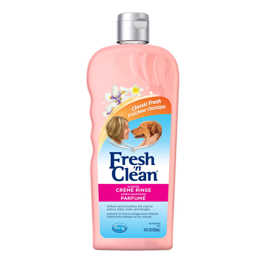 Fresh ’n Clean Scented Creme Rinse Conditioner, Classic Fresh Scent - 18 oz - Reduces Mats and Tangles with Vitamin E & Aloe Vera - Strengthens & Repairs Coats - Soap Free