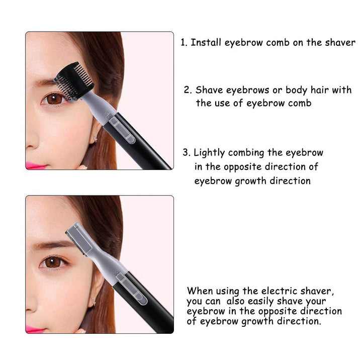 Portable Electric Lady Facial Trimmer Shaver Eyebrow Shaper Pen Hair Remover Removal Safety Beauty Knife (Black)
