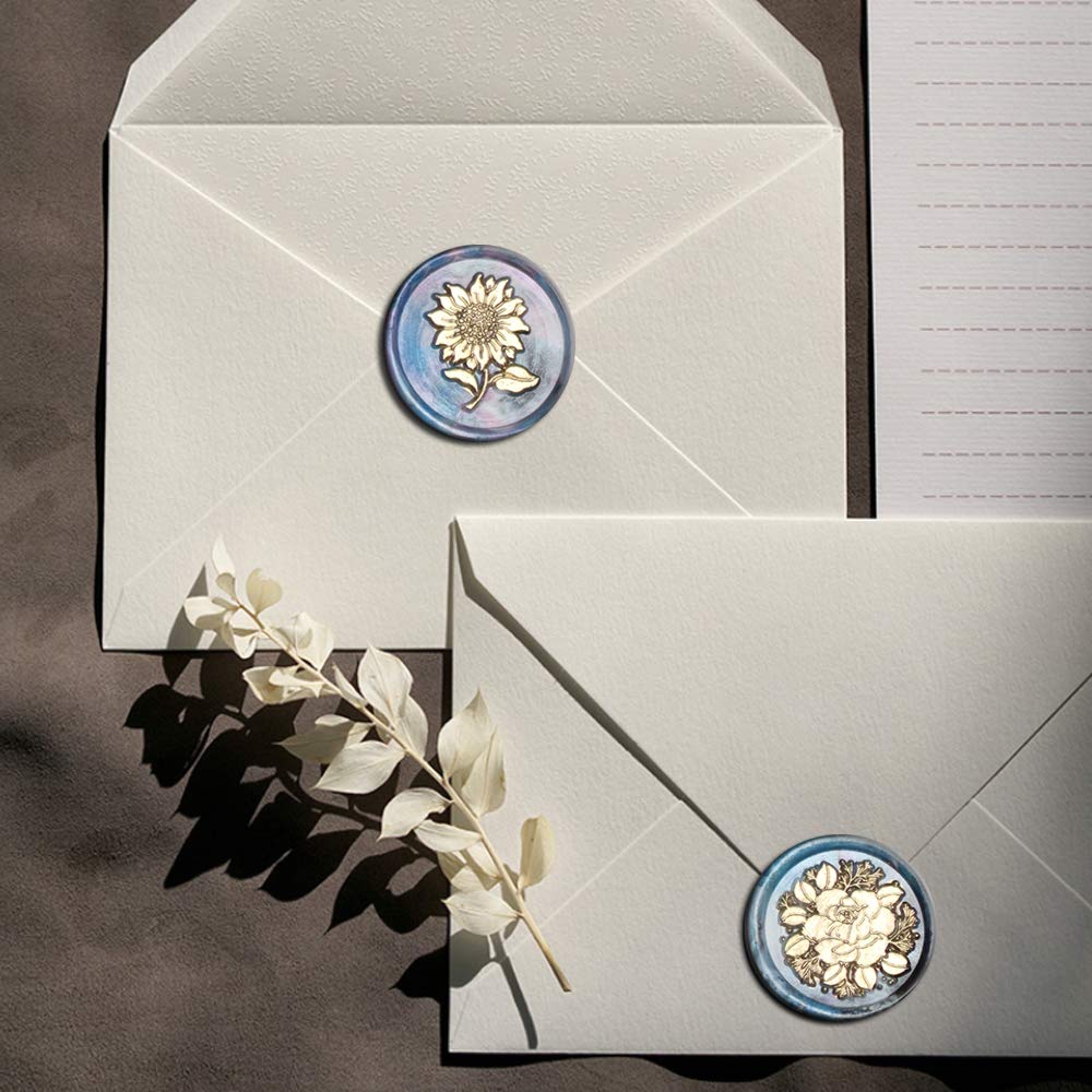 Sunflower Wax Seal Stamp Sunflower Seal Stamp Retro Wood Sealing Stamp for Wedding Envelopes Invitation Decoration (Sunflower)