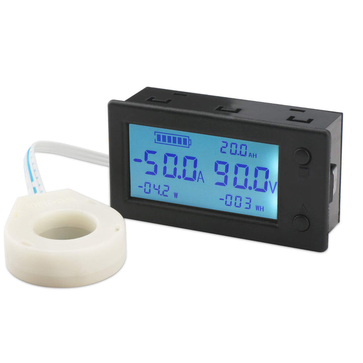Battery Monitor, Amp Volt Power Watt Meter DC 0-300V 200A STN LCD Display Panel Meter, Current Voltage Energy Capacity Ammeter Voltmeter Multimeter Gauge with Hall Sensor, 2.5m Shielde