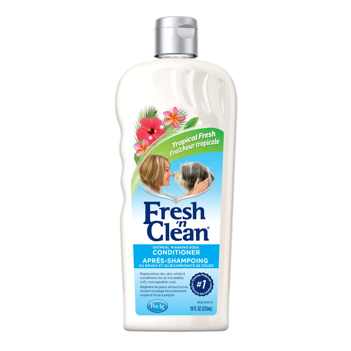 Fresh ’n Clean Oatmeal ’n Baking Soda Conditioner, Tropical Fresh Scent - 18 oz - Gently Cleans, Soothes & Deodorizes Dogs with Vitamin E & Aloe Vera - Soap Free
