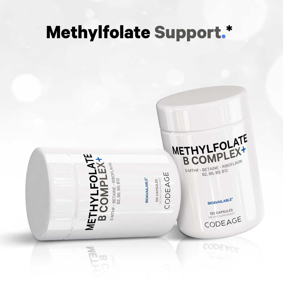 Methylfolate B Complex Supplements - 5 MTHF, Methylcobalamin 1000mcg Methylated Vitamin B12, Riboflavin, Betaine, Vitamins B6, Methylation Cycle MTHFR - 2 Months - 120 Capsules