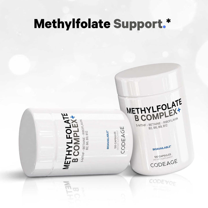 Methylfolate B Complex Supplements - 5 MTHF, Methylcobalamin 1000mcg Methylated Vitamin B12, Riboflavin, Betaine, Vitamins B6, Methylation Cycle MTHFR - 2 Months - 120 Capsules