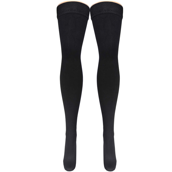 Truform Men's Thigh High 20-30 mmHg Compression Dress Socks, Black, Medium