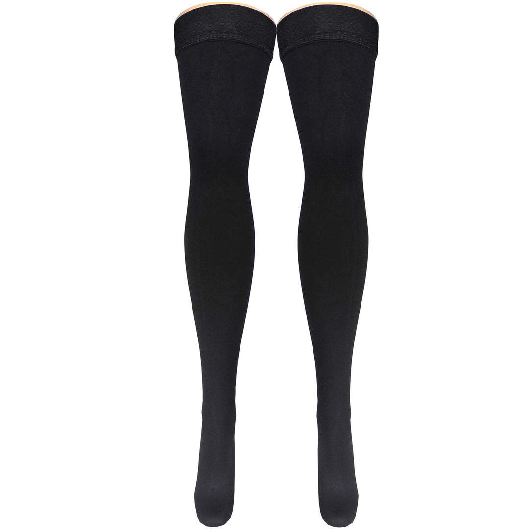 Truform Men's Thigh High 20-30 mmHg Compression Dress Socks, Black, Large