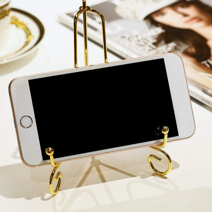 4 Packs Plate Stands for Display 6 Inch Plate Holder Display Stand, Iron Easel Picture Frame Holder, Decorative Photo Holder Stand for Home Decoration (Gold, 6 Inch)