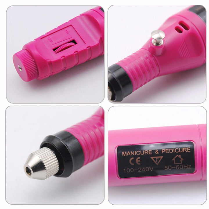 1Set Professional Electric Nail Kit Nail File Nail Tips Manicure Machine Electric Nail Art Pen Pedicure 6 Bits Nail Art Tools Kit Nail Drill Machine