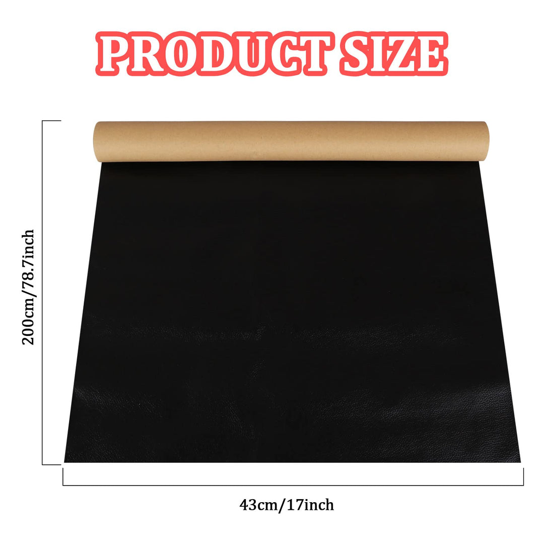 Leather Repair Patch Tape 17x78.7 Inch Large Size Self Adhesive PU-Leather Repair Tape for Furniture Large Size Couch Car Seat Boat Seats Sofa Chair Leather Repair Patch, Black