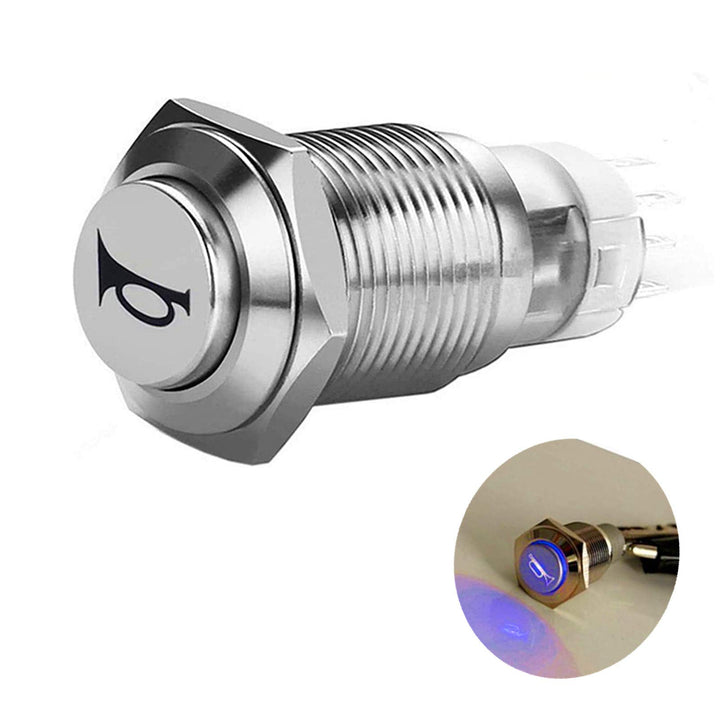Viping Car Horn Button Switch momentary Push Button Switch 12V 16mm LED On/Off Switch Reset Switch Button Metal momentary Speaker Horn Switch Power Metal Toggle Switch Car Boat Motorcycle DIY Switch