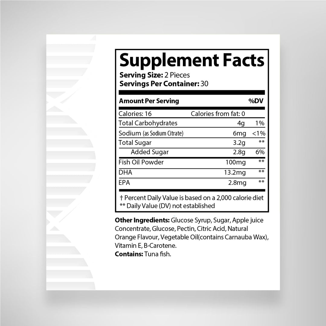 Omega 3 Fish Oil Gummies for Adults with Omega 3 EPA/DHA, Heart Health, Strength Joint & Brain Support 60 Gummies Natural Orange & Apple Flavor - Non-GMO, Gluten Free