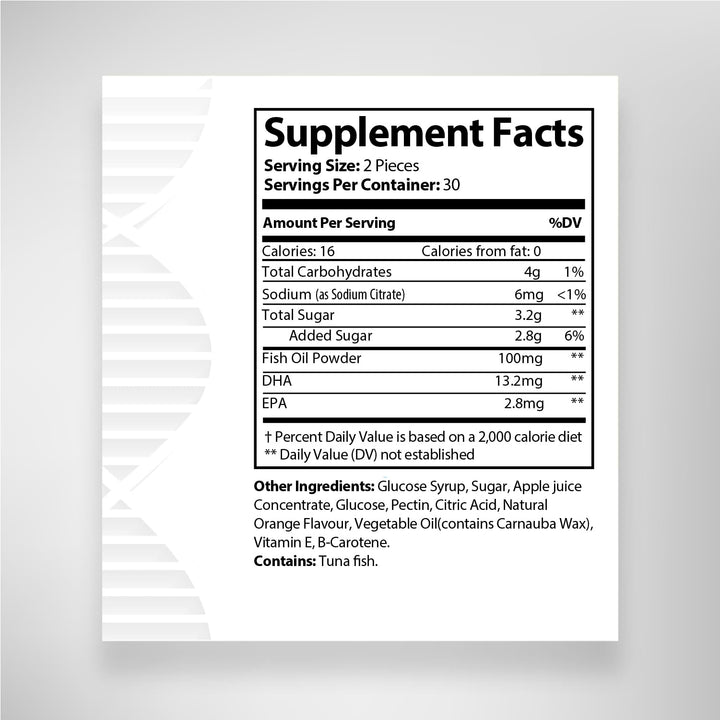 Omega 3 Fish Oil Gummies for Adults with Omega 3 EPA/DHA, Heart Health, Strength Joint & Brain Support 60 Gummies Natural Orange & Apple Flavor - Non-GMO, Gluten Free