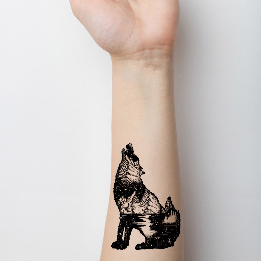Sexy Body Art Black Wolf Waterproof Temporary Tattoo Stickers Fake Tattos 5 Sheets