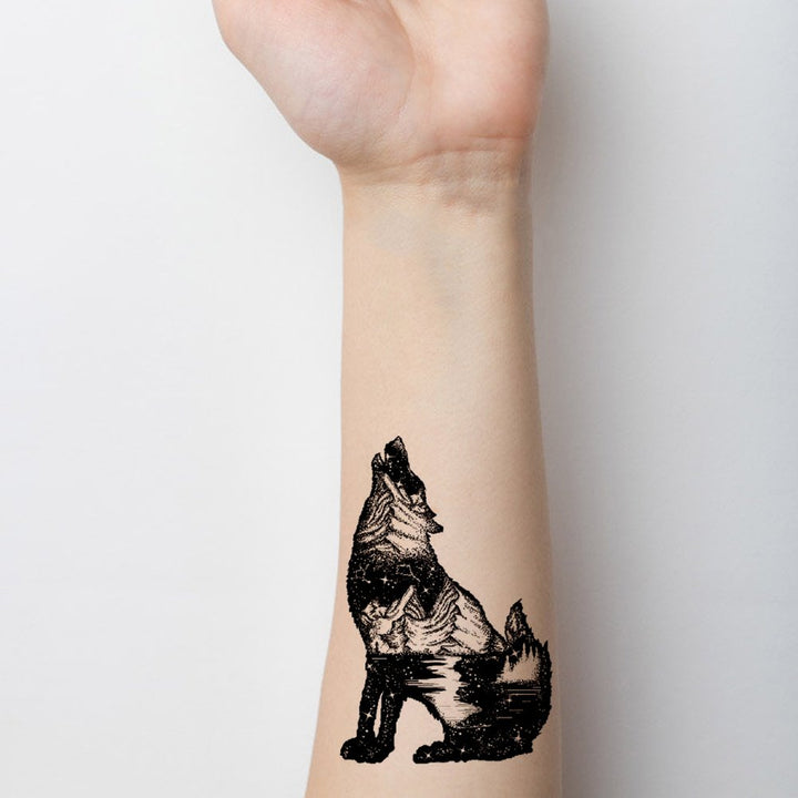 Sexy Body Art Black Wolf Waterproof Temporary Tattoo Stickers Fake Tattos 5 Sheets
