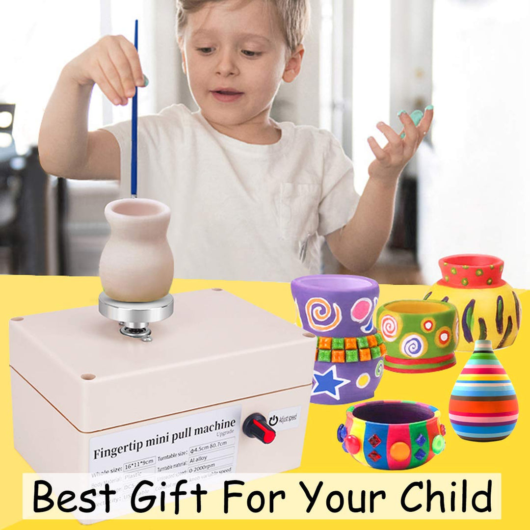 Mini Pottery Wheel, USB Pottery Machine with 6 Pottery Shaping Tools, 2000 RPM Pottery Wheel Mini Clay Making Pottery Machine Ceramic DIY Craft for School Teaching, Pottery Bar or Home Use