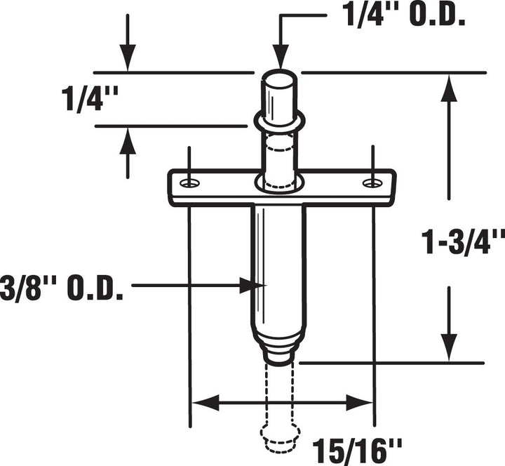 Prime-Line N 6612 1/4 In. Zinc-Plated Steel Bi-Fold Door Top Pivot Spring-Loaded Nail (Single Pack)