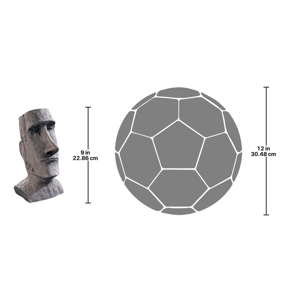 DB5111 Easter Island Ahu Akivi Moai Monolith Garden Statue, Desktop, 9 Inch, Polyresin, Grey Stone