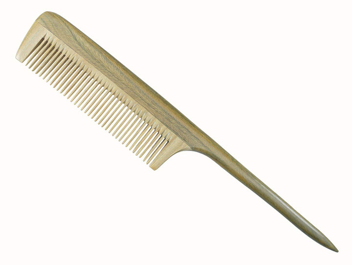 Rat Tail Comb,Natural Green Sandalwood Fine Tooth Wooden Comb for Women