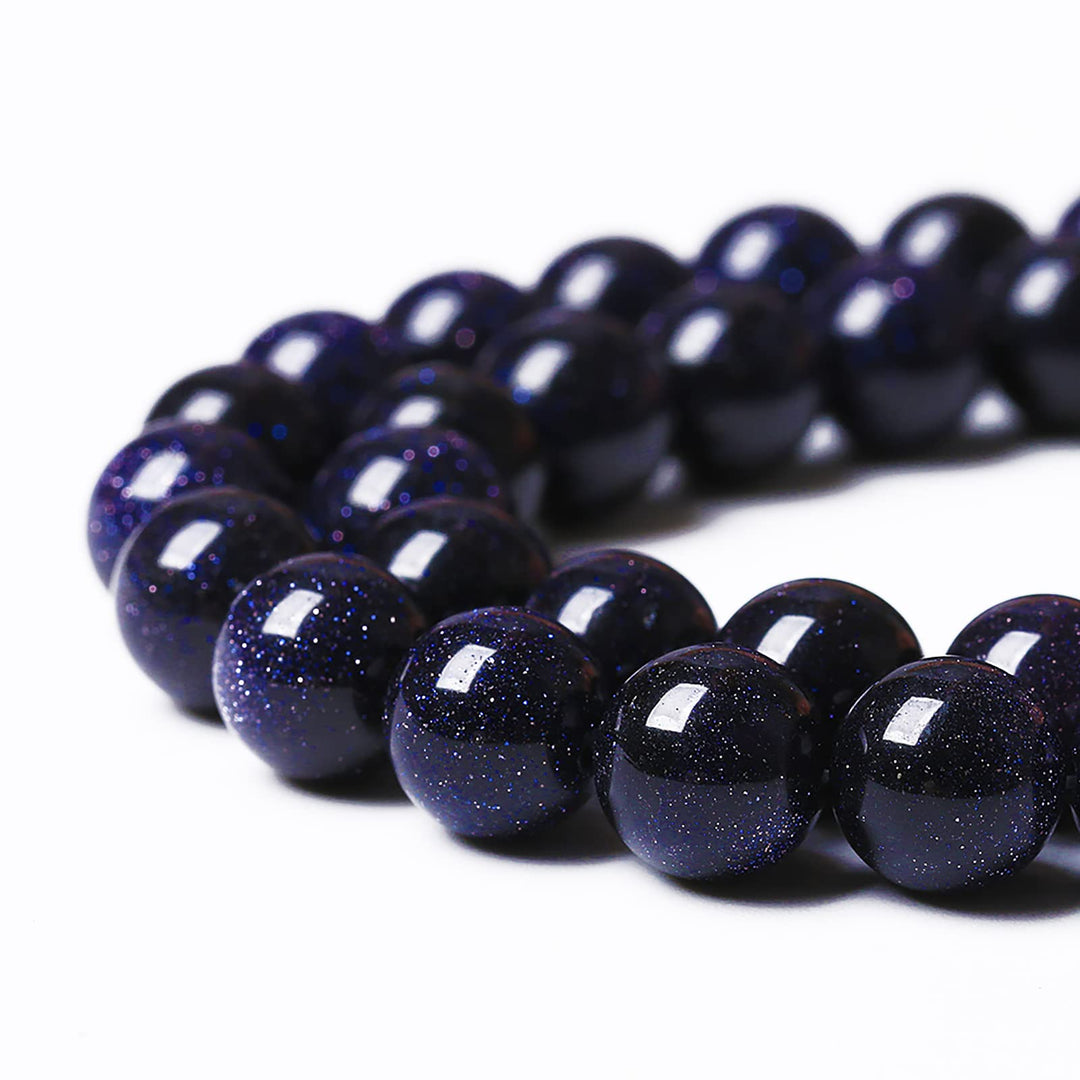 60PCS 6mm Starry Blue Sandstone Gemstone Beads Beads Natural Stone Round Loose Beads for Jewelry Making DIY Bracelet Necklace 15 Inch