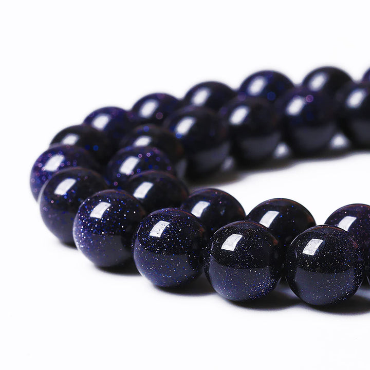 60PCS 6mm Starry Blue Sandstone Gemstone Beads Beads Natural Stone Round Loose Beads for Jewelry Making DIY Bracelet Necklace 15 Inch