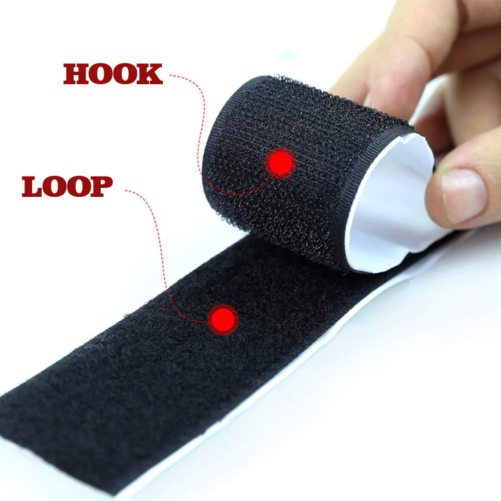 Hook and Loop Tape 3/4 Inch x 23 Feet Each Roll Heavy Duty Adhesive Industrial Strength Hook Loop Strip Mounting Tape for Indoor and Outdoor Black (HTB030)