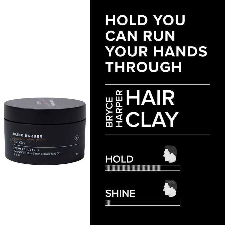 Bryce Harper Hair Clay for Men - Matte Water-Based Styling Product for Volume and Medium to Strong Hold (2.5 Oz)