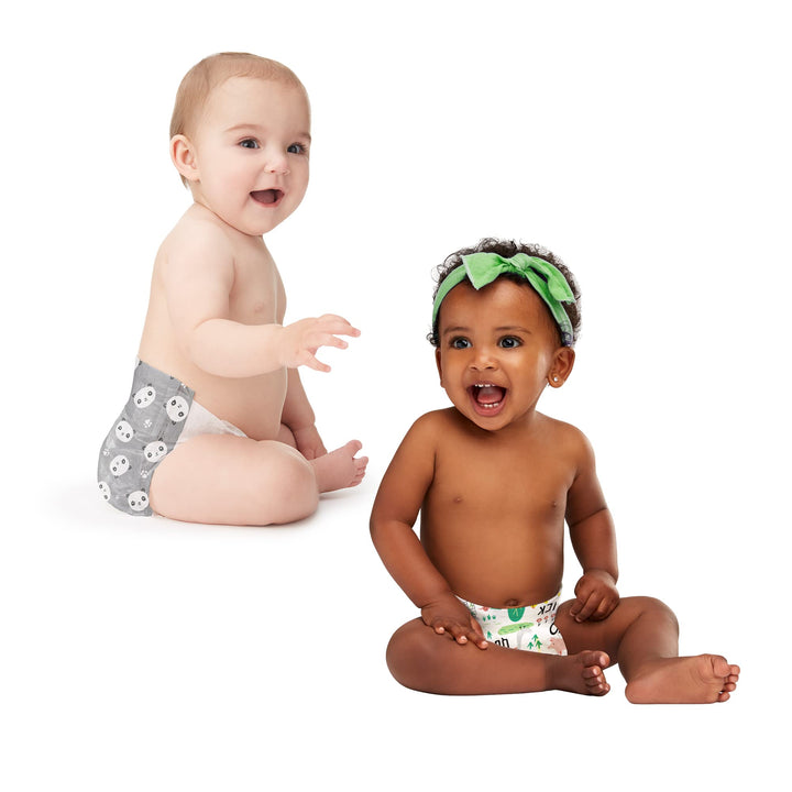 Clean Conscious Diapers | Plant-Based, Sustainable | Pandas + Barnyard Babies | Super Club Box, Size 2 (12-18 lbs), 152 Count