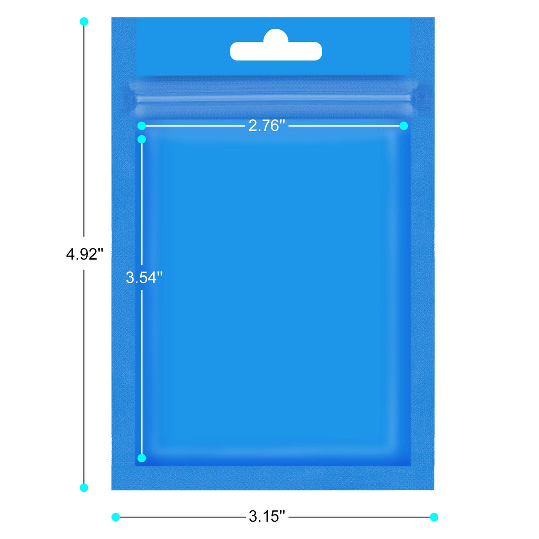 100 Pieces Resealable Mylar Ziplock Bags, Clear Zipper Lock Food Storage Bags with Resealable Window Packaging Pouch for Self Sealing Coffee Bean Candy Storage Supplies (Blue 3 x 4.7 Inch)