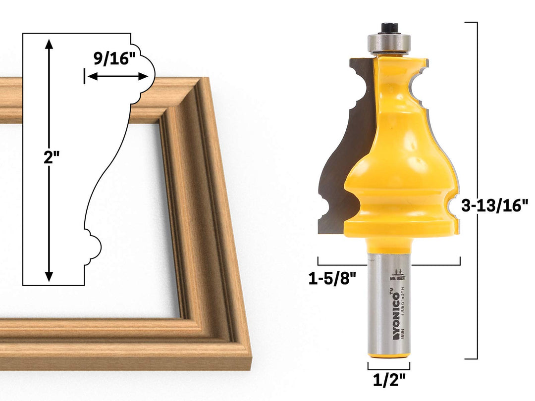YONICO Picture Frame Molding Router Bit Medium Elegant 1/2-Inch Shank 16191