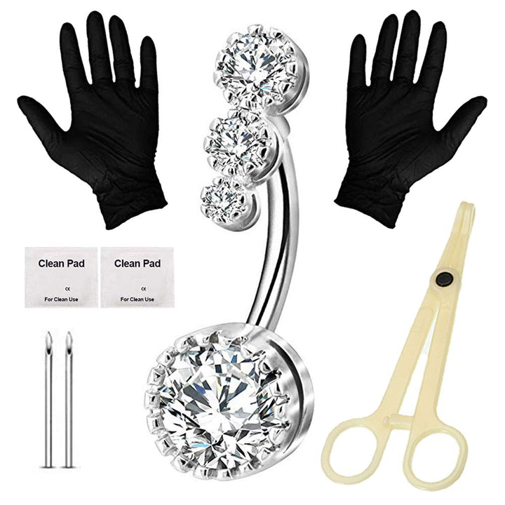 Piercing Kit - Professional Belly Piercing Kit Includes Piercing Jewelry Piercing Needles 14G Piercing Clamps Belly Button Rings Navel Rings for Body Piercing Kit Piercing Supplies