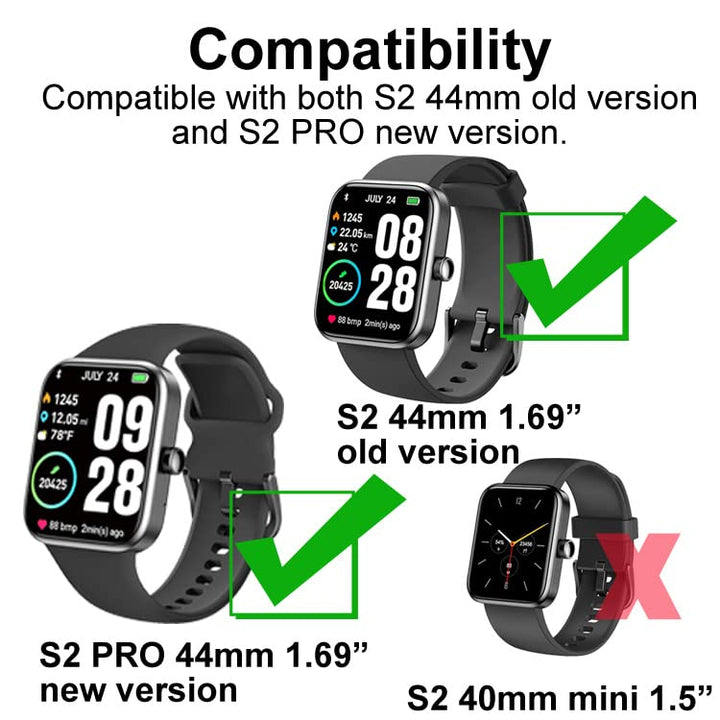 Screen Protector for S2 1.69 inch, Compatible with TOZO S2 smartwatch, 3-Pack, 3D Full Coverage, Curved Edge frame, Anti-shatter, Anti-scratch
