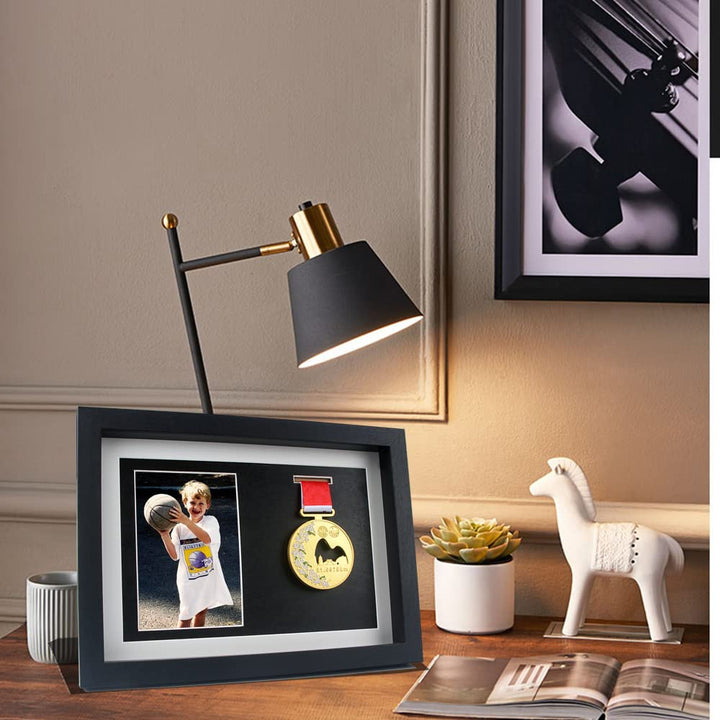 Medal Display Shadow Box - 3 Medal Display case - Perfect Medal Display for Runners, Marathon, RECE Winner, Soccer, Football, Gymnastics & All Sports (A4, black)