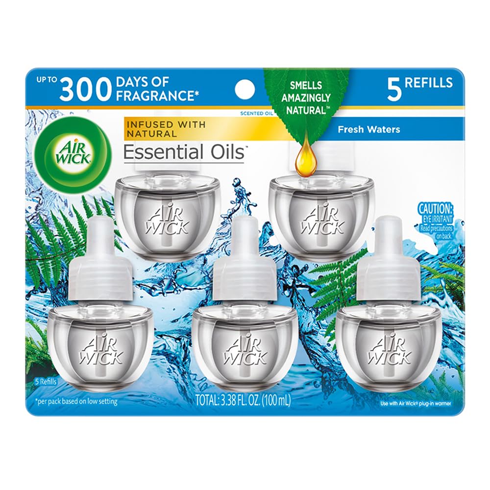 Scented Oil Refill, 5ct, Fresh Waters, Air Freshener, Essential Oils