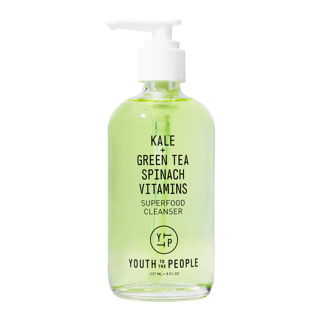 Facial Cleanser - Kale and Green Tea Cleanser - Gentle Face Wash, Makeup Remover + Pore Minimizer for All Skin Types - Vegan (8oz)
