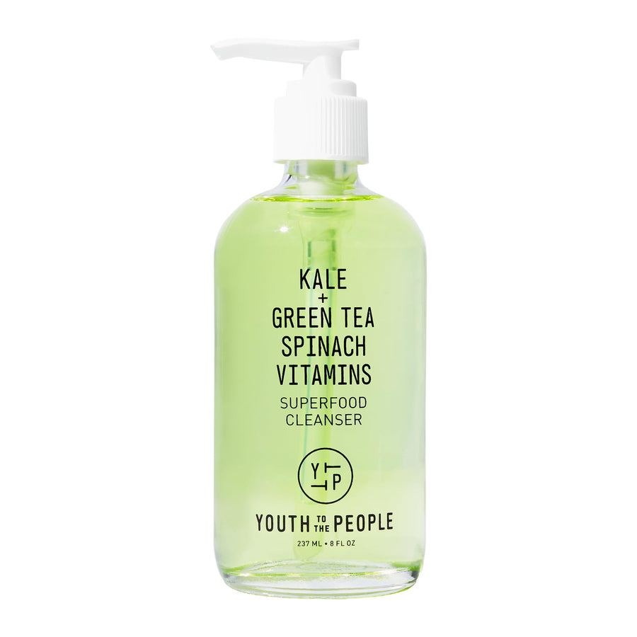 Facial Cleanser - Kale and Green Tea Cleanser - Gentle Face Wash, Makeup Remover + Pore Minimizer for All Skin Types - Vegan (8oz)