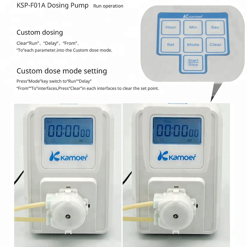 Peristaltic Pump 12V dc Kamoer Micro Variable Speed Chemical Liquid metering dosing Pump with Pump Head Used for Aquarium lab Analytical Test 27-40ml/min KSP-F01A