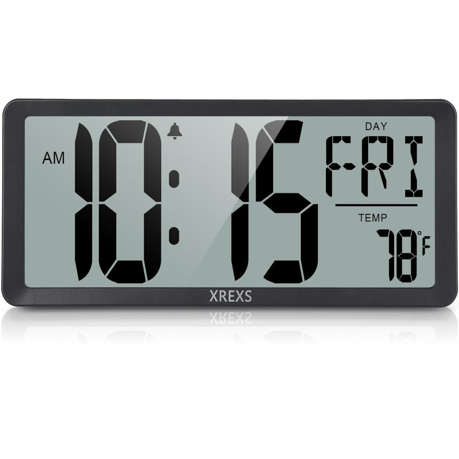 Large Digital Wall Clock, Battery Operated Alarm Clocks for Bedroom Home Decor, Count Up & Down Timer, 14.17 Inch Large LCD Screen with Time/Calendar/Temperature Display (Batteries Included)