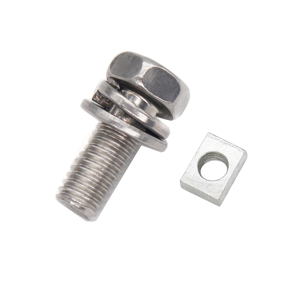 6-Pack Motorcycle Battery Terminal M6 x16mm Bolt Square Nut Kit Stainless Steel 304, ATV Battery Terminal Bolts, Stainless Steel M6 Bolts for Motorcycle, Boat, E-Bike, Electric forklifts