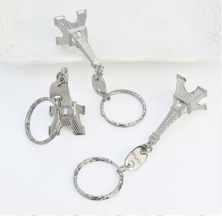 15pcs Eiffel Tower Keyring, Paris Eiffel Tower Keychains 3-D Key Ring French Souvenirs Retro Adornment Cute Lovely Decorative Metal Craft Art Statue Model for Table Decor Gifts Silver
