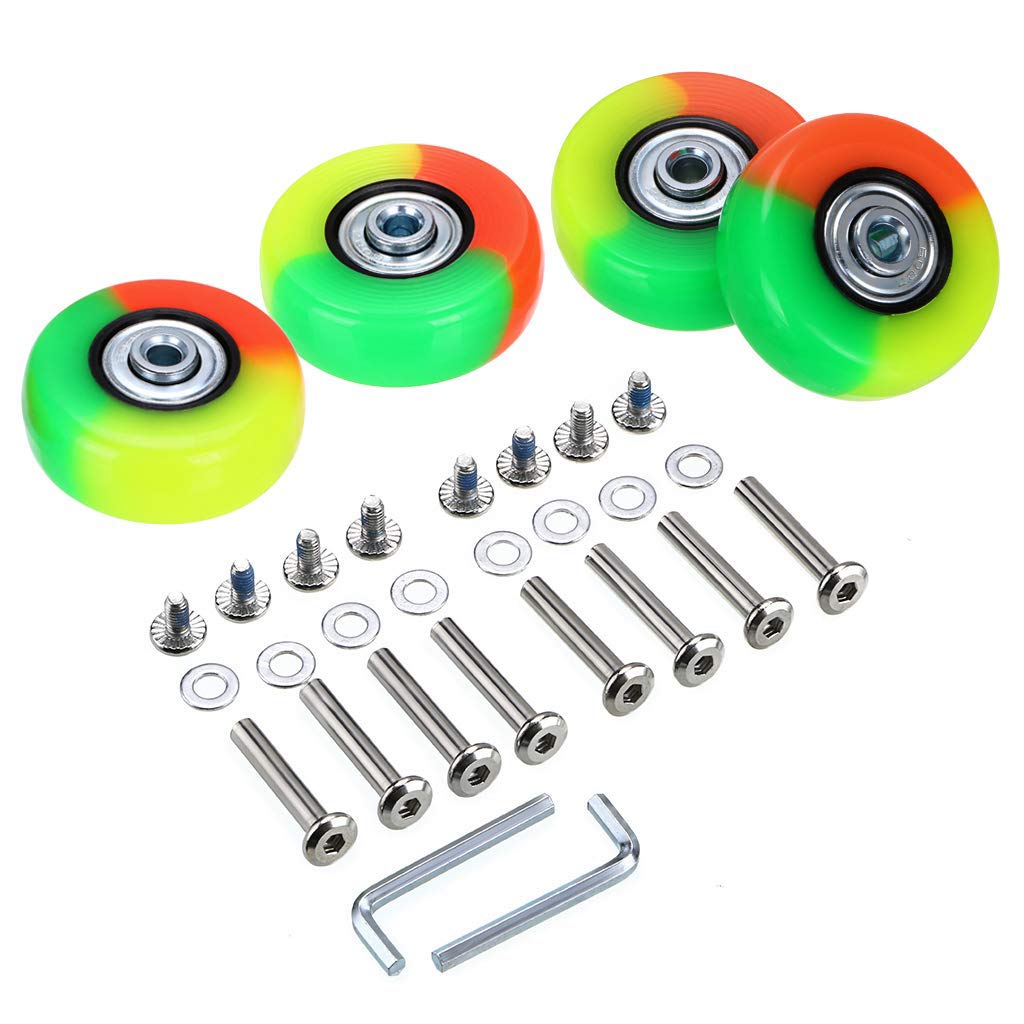 50mm x 18mm Set of 4 Luggage Suitcase Replacement Wheels, Rubber Swivel Caster Wheels Bearings Repair Kits (Colorful)