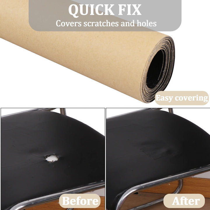 Leather Repair Patch Tape 17x78.7 Inch Large Size Self Adhesive PU-Leather Repair Tape for Furniture Large Size Couch Car Seat Boat Seats Sofa Chair Leather Repair Patch, Black