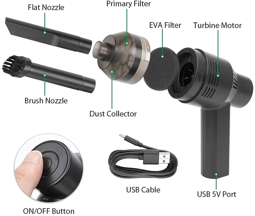 New Cordless Mini Computer Vacuum, Portable Vacuum Cleaner Car Vacuum Dust Kit - Cleaning Dust, Hairs, Crumbs, Scraps, Ash for Laptop, Keyboard, Computer,Car, Pet House, Sewing Machine