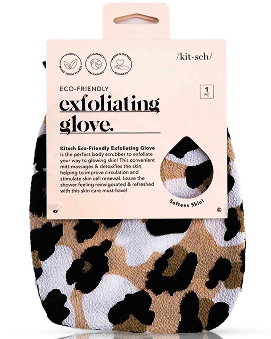 Deep Exfoliating Glove, Eco Friendly Exfoliating Body Scrubber, Dead Skin Remover & Body Scrubber Exfoliator, Body Scrub Mitt for Skin Cell Renewal, Body Exfoliating Gloves for Shower, Leopard