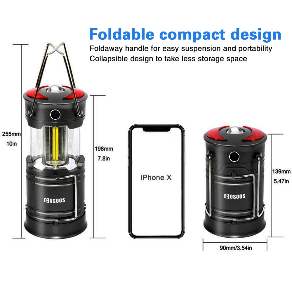 2 Pack Rechargeable Camping Lantern, Super Bright LED Lantern Flashlight with Built in Battery, Portable Survival Lantern, Must Have During Hurricane, Emergency ,Storm, Power Outage
