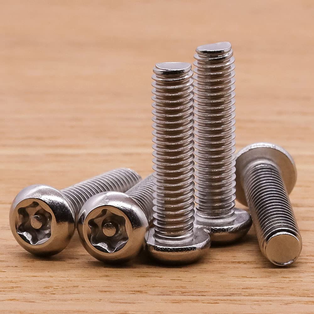 M4-0.7 x 8mm 100 PCS Button Head Torx Security Machine Screws Bolts 304 Stainless Steel 18-8 Tamper Resistant Screws with a Torx Driver Bit, Full Thread, Bright Finish